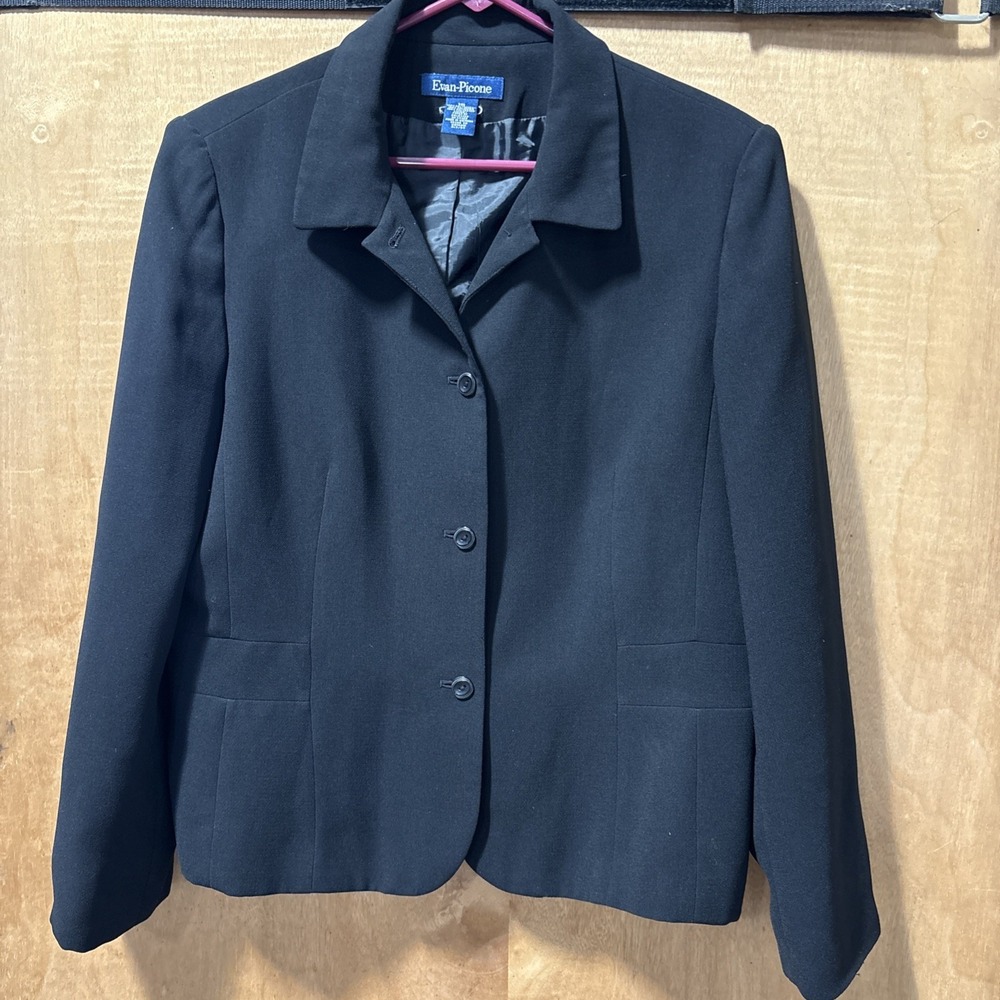 Evan -Picone Lined Black Short Blazer 16 Office